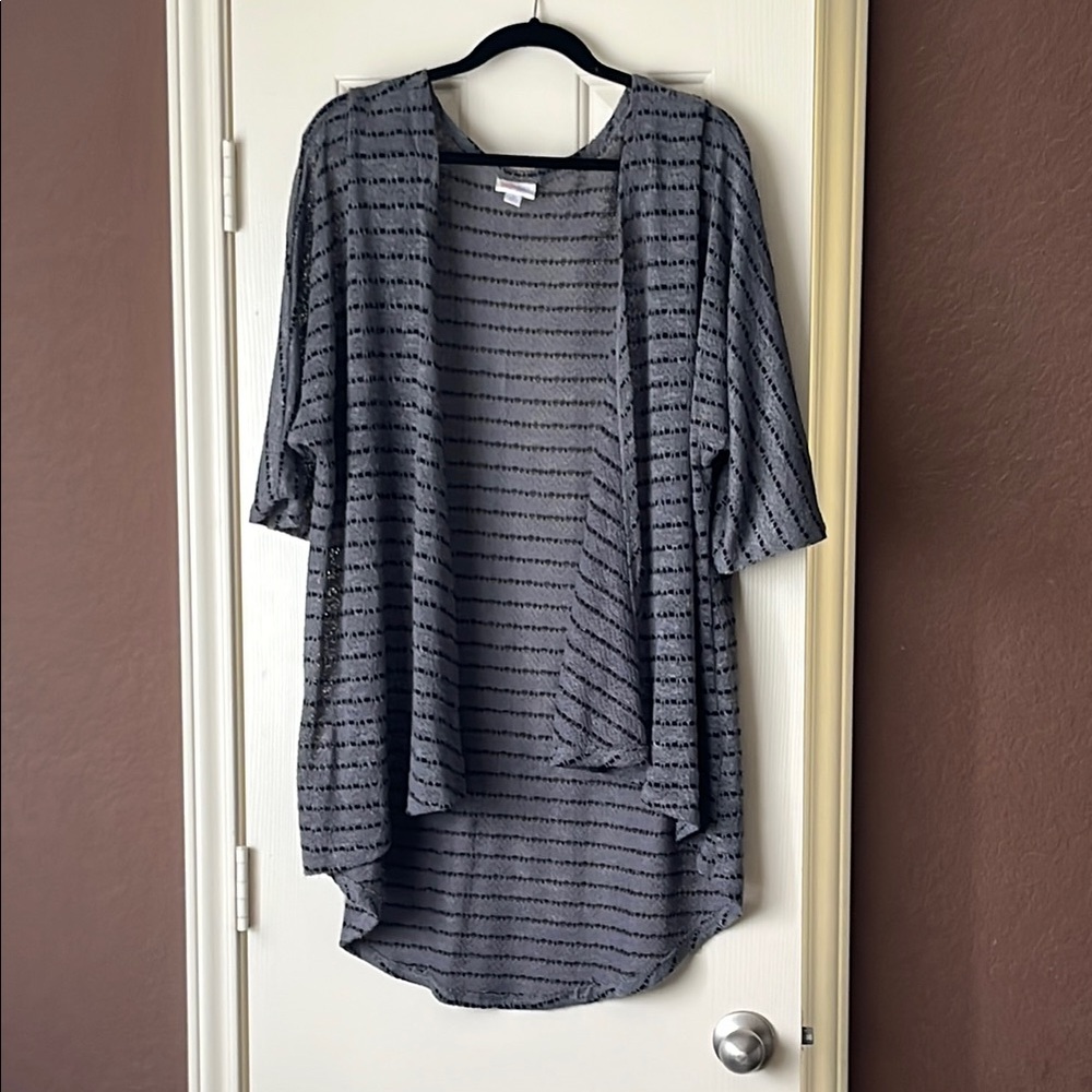 LuLaRoe Charcoal and Black Open-Front Cardigan